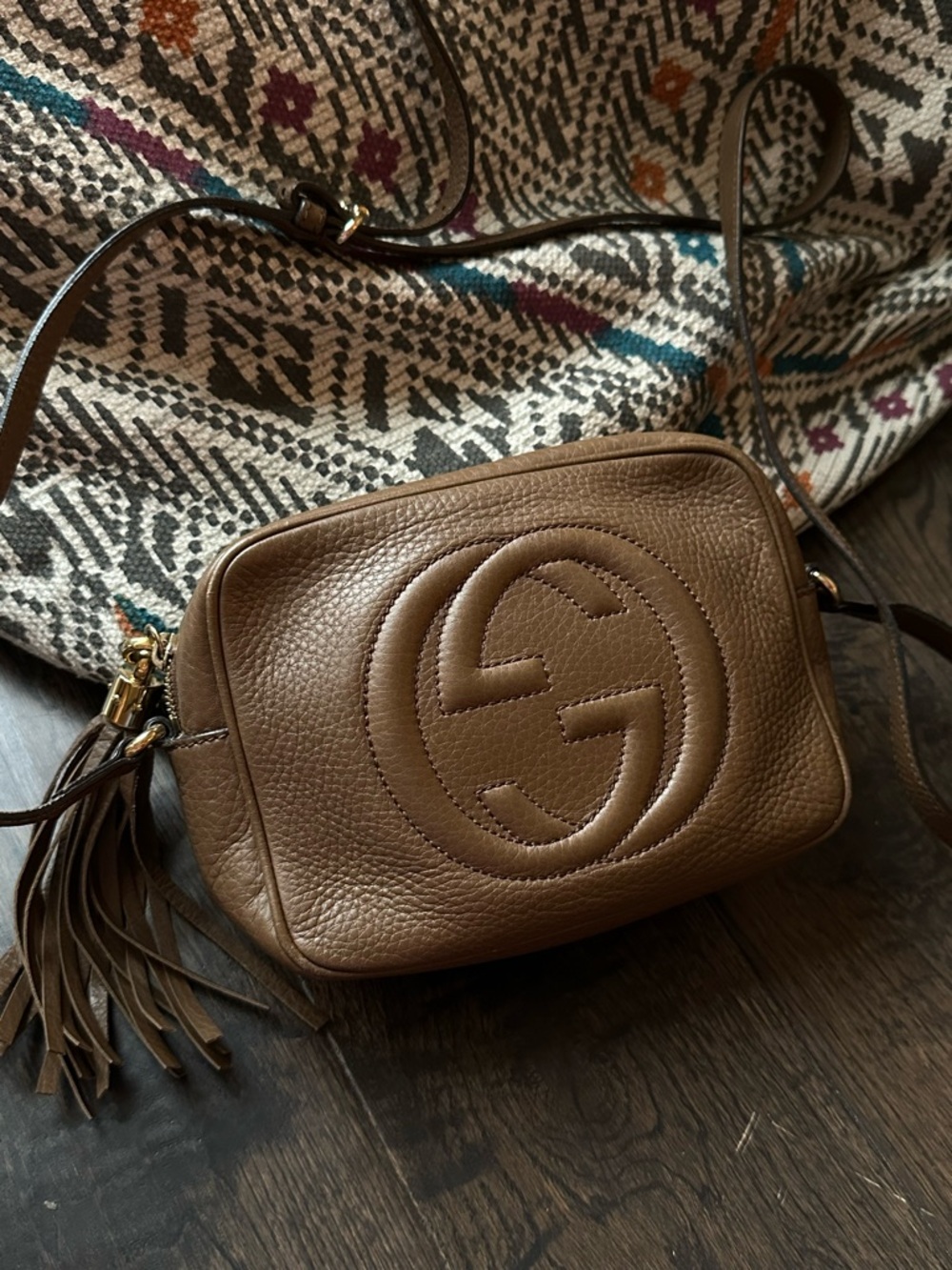 Gucci Brown Soho Disco Crossbody with Tassel